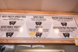 The regular sized pasty menu.