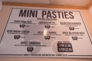 Iron Town's mini pasty menu.