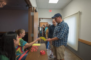 Getting everyone their lucky tickets for the night!