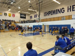 Negaunee Warming Up, Kevin Jacobson Fixes His Shirt